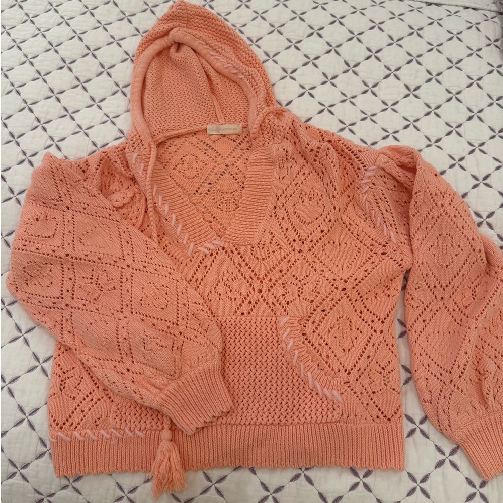 LoveShackFancy Pink V-Neck Sweater